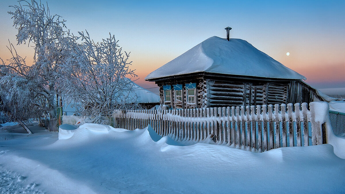 зима в деревне картинки фото