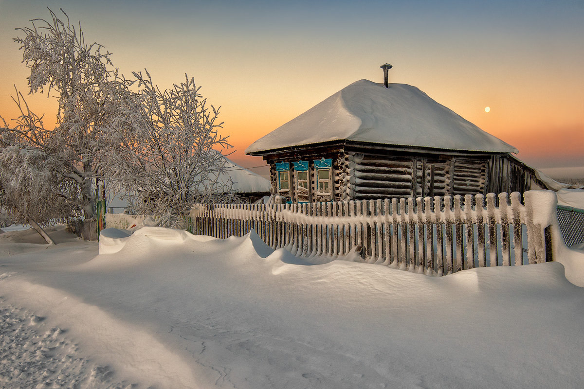 зима в деревне картинки фото