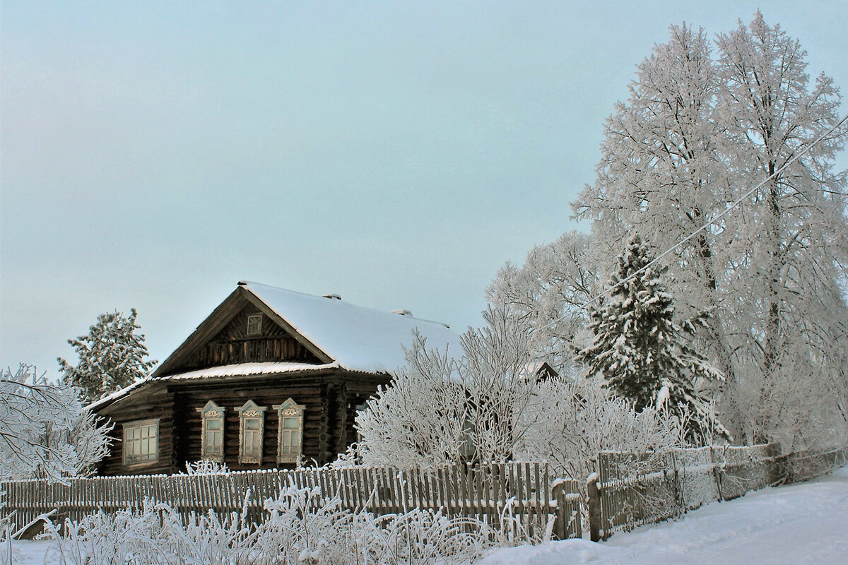 зима в деревне картинки фото