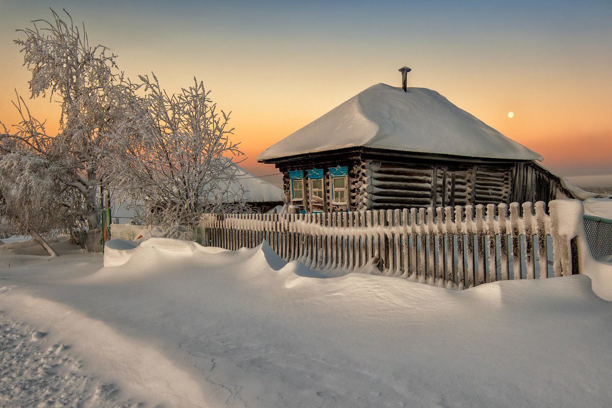 зима в деревне картинки фото