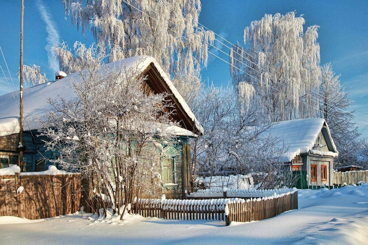 зима в русской деревне фото