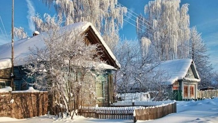 зима в русской деревне фото