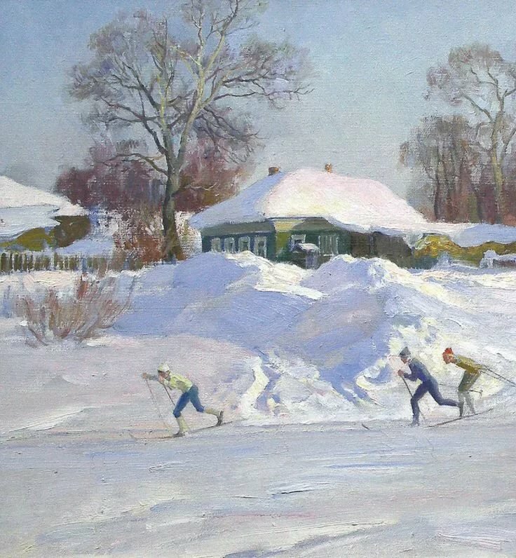 зима живопись бороздин фото