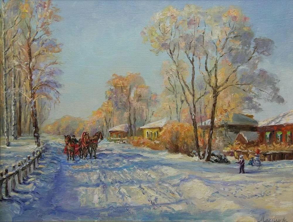 зимнее утро живопись фото
