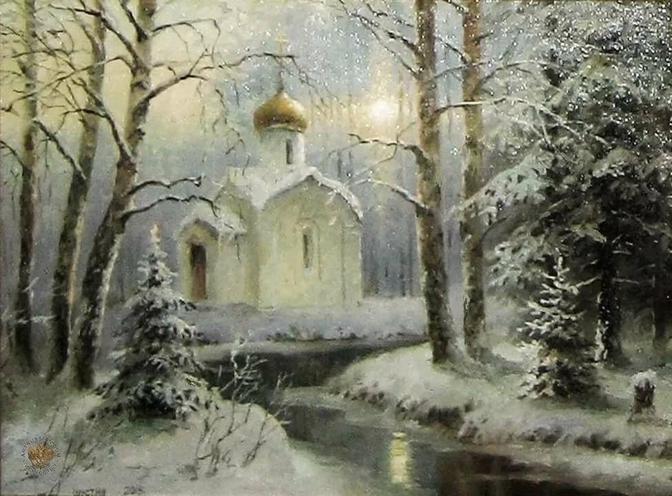 зимние церквушки на картинах фото
