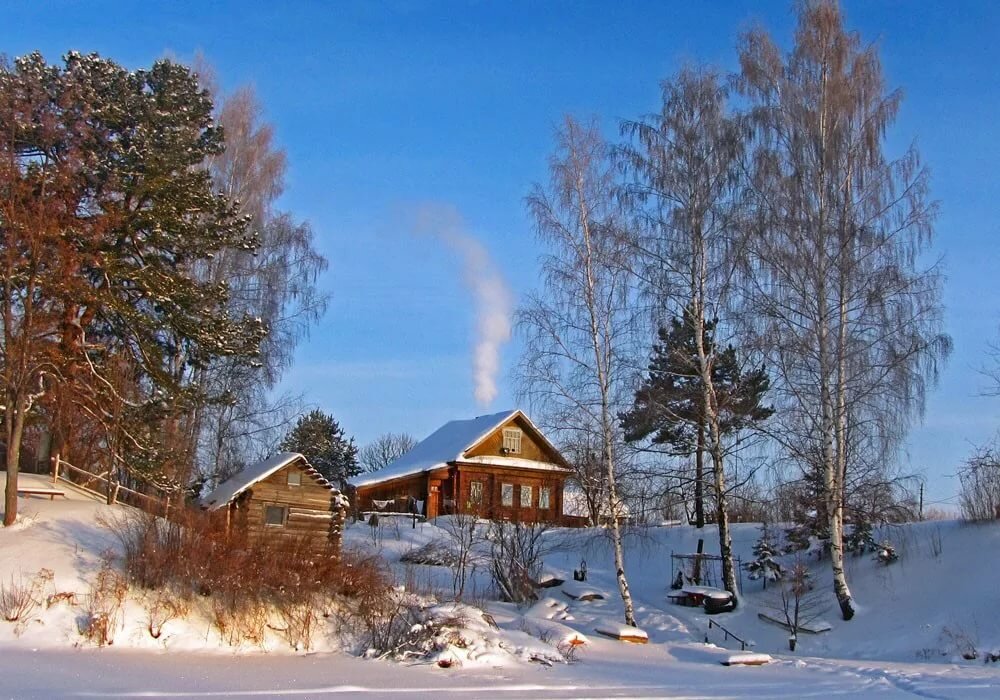 зимний день в деревне фото