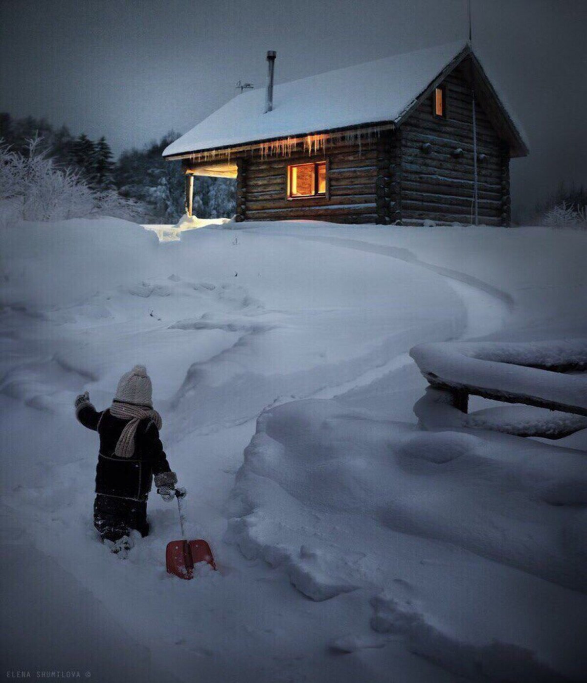 зимний вечер в деревне фото