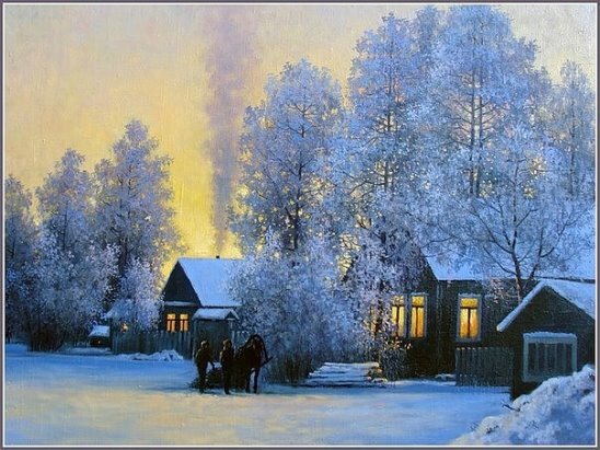 зимний вечер живопись фото