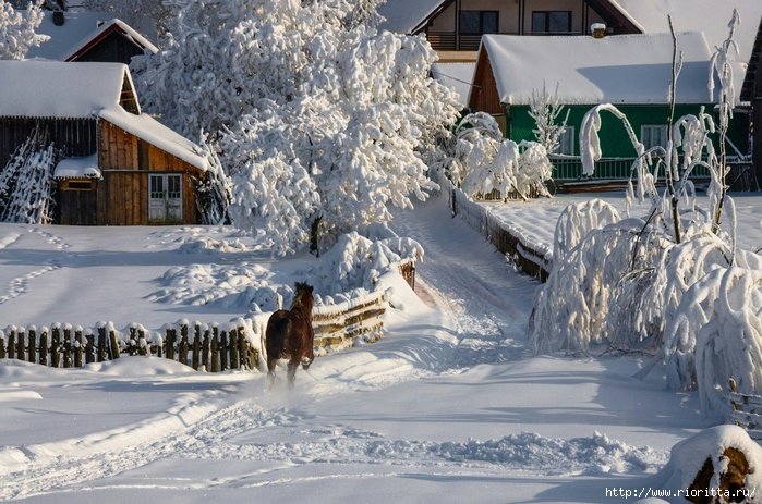 зимняя деревня фото