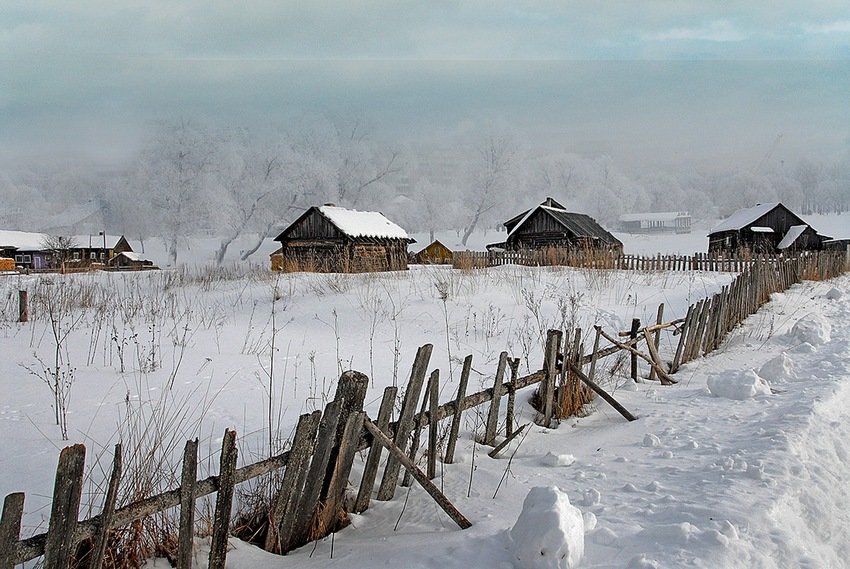 зимняя русская деревня фото