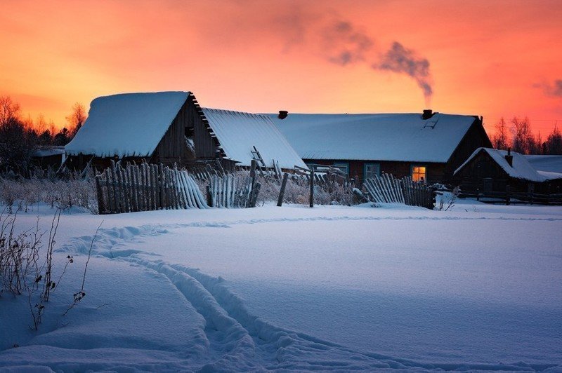 зимняя русская деревня фото