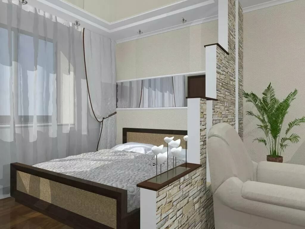 зонирование спальни фото